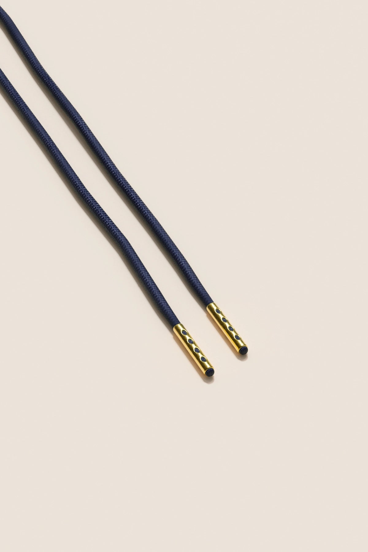 Senkels Dark Blue 2.5mm Round Waxed Shoelaces with Gold Aglets