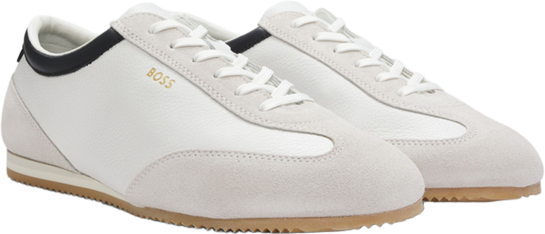 Hugo Boss Leather Trainers With Suede Trims
