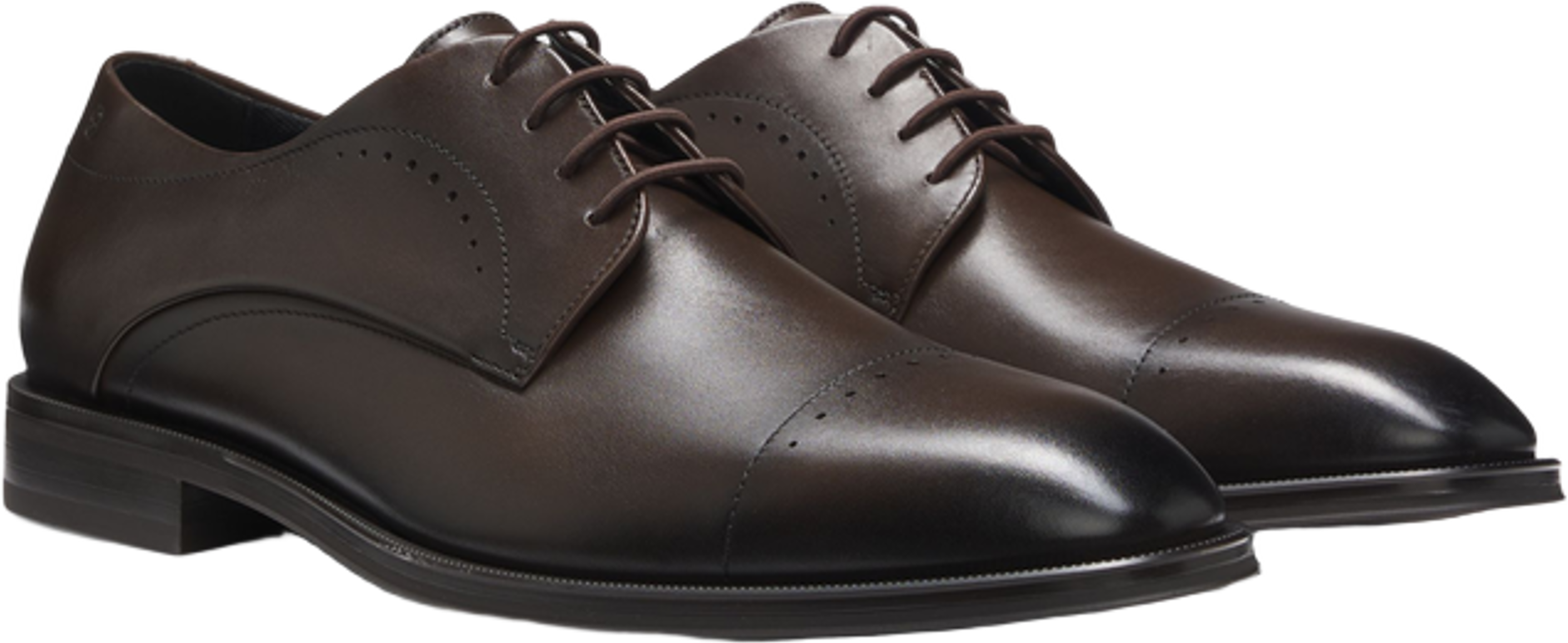 Hugo Boss Italian-Made Derby Shoes In Leather With Cap Toe